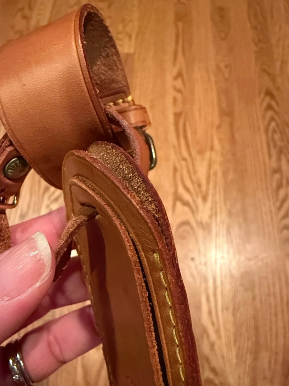 Louis Vuitton Brown Leather Luggage Tag with Strap